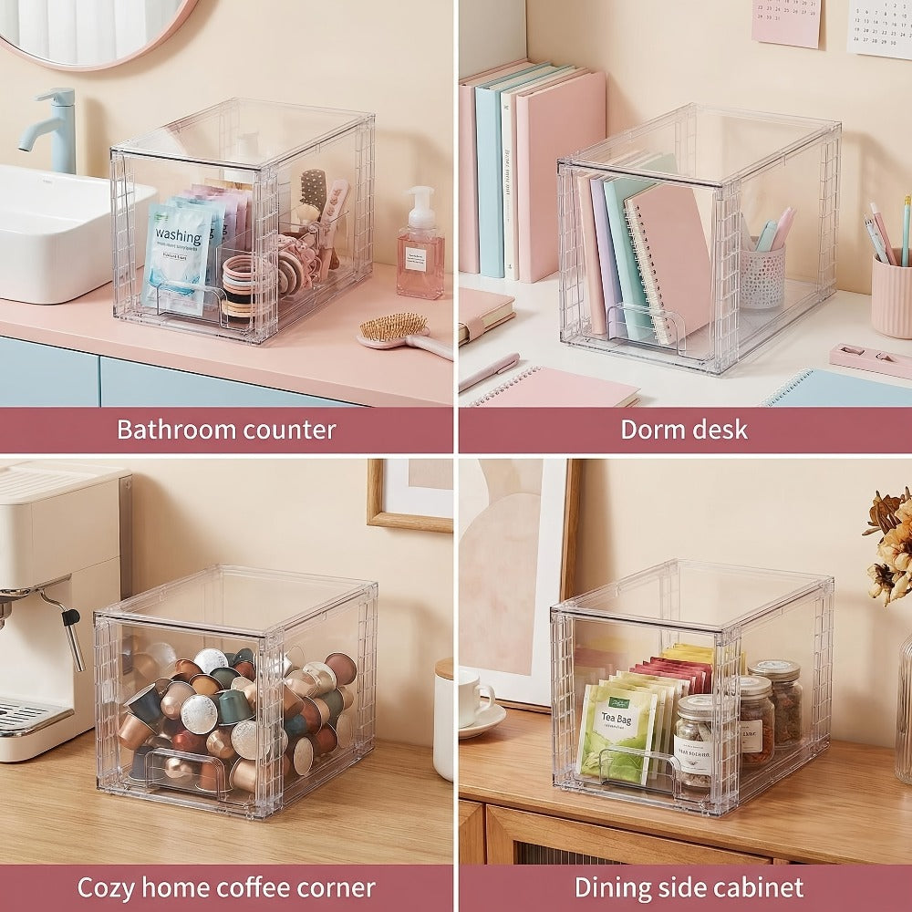 Clear Acrylic Food Storage Bins with Lids Stackable - Kitchen Pantry Organizer Boxes Cabinet Drawers for Dry Food Snacks Cereal, 12x7.5x7in, 2/4/6/8 Pack