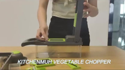 14-in-1 Vegetable Chopper & Food Dicer | Stainless Steel Blades, Large Capacity Collector, Egg Separator, Easy Clean – Manual Kitchen Slicer Grater