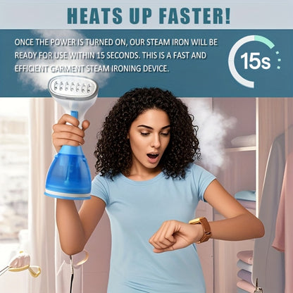 Handheld Garment Steamer 1500W with 9.47oz Removable Water Tank, Portable Fabric Steamer 30s Fast Heat-Up with Accessories Kit, Compact Mini Steam Iron for Clothes Home Travel Office, US Plug