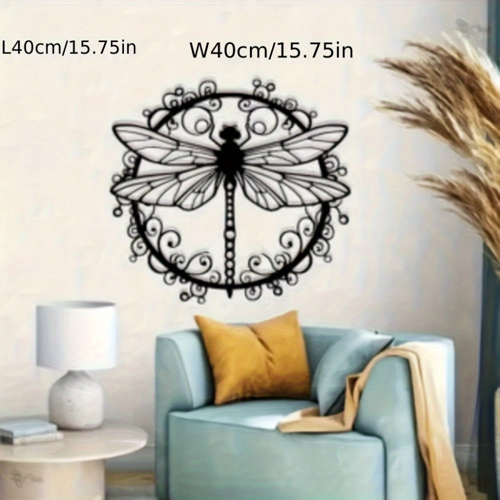 Metal Dragonfly Wall Art – Black Iron Dragonfly Wall Decor, Intricate Animal Print Design, Indoor Outdoor Wall Mounted Sculpture for Living Room Garden Office, Housewarming Wedding Gift