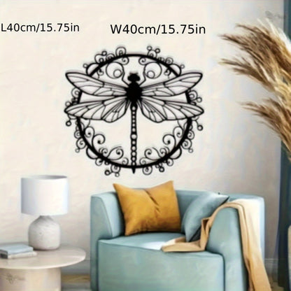 Metal Dragonfly Wall Art – Black Iron Dragonfly Wall Decor, Intricate Animal Print Design, Indoor Outdoor Wall Mounted Sculpture for Living Room Garden Office, Housewarming Wedding Gift
