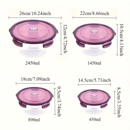 Refrigerator Food Storage Containers Airtight Stackable - Large Capacity Plastic Fridge Organizer Boxes for Fruit, Vegetable, Meat, Eggs & Dumplings, Fresh-Keeping Flip Lid, Easy to Clean, Set of 3/4