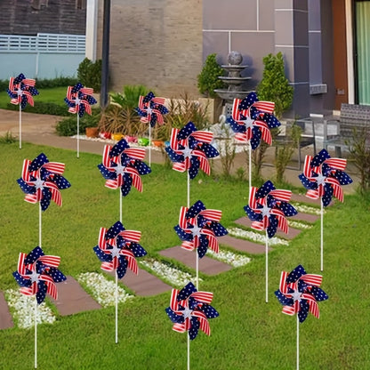 4th of July Pinwheels Decorations Red White Blue - Patriotic Stars Stripes Pinwheel Garden Decor for Independence Day Party, Yard Lawn Outdoor Decor, Party Favors - 20 30 40 Pack