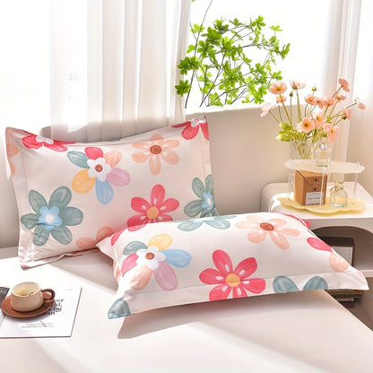 Quilt Set 3 Piece Summer Cooling – Floral Printed Thin Comforter with 2 Pillowcases, Soft Skin-Friendly Bedding for Twin Full Queen King, All Season Lightweight Blanket for Bedroom Hotel Guest Room