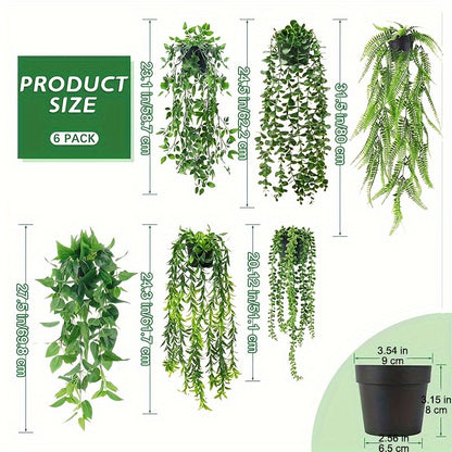 Artificial Hanging Ivy Vines – Fake Eucalyptus & Mandala Green Vine Plants for Indoor Wall Decor – Faux Hanging Plants for Bedroom, Bathroom, Balcony, Bookshelf & Living Room Aesthetic – 6 or 8 Pack