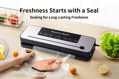 Vacuum Sealer Machine 6-in-1 Automatic Food Sealer 65Kpa Powerful Suction with Bags Cutter & Hose – Sous Vide Compatible Food Storage Vacuum Sealer for Dry & Moist Foods
