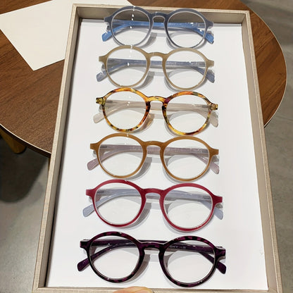 Fashion Reading Glasses 6 Pack for Women and Men Full Frame Round Circle PC Frame Multi-Color Lightweight Durable Lenses Vision Aid Readers Magnification Plus 1.0 to Plus 4.0 Mixed Color Value Set
