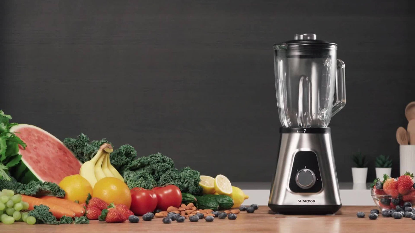 Countertop Blender with 52oz Glass Jar & 22oz Travel Cup – 3-Speed Smoothie Blender for Frozen Fruit Drinks, Shakes & Sauces, Powerful Motor, BPA-Free, Silver