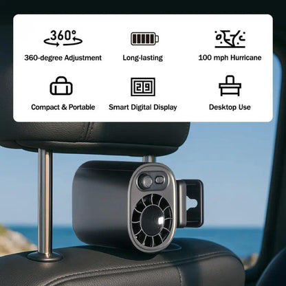 Clip-On Car Fan USB Rechargeable Sun Visor Fan Adjustable Speed Portable Quiet Mini Cooling Fan for Car Truck SUV Road Trip Summer Travel