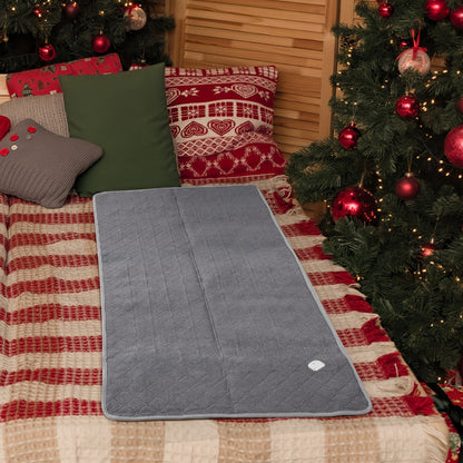 Extra Large Electric Heating Pad 63"x31.5" with Remote Control - 9 Adjustable Heat Levels, 4 Timer Settings, Quick Heating, Machine Washable, for Bed Massage Table Camping Sleeping Bag, Gray & Brown