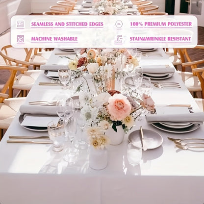 10-Pack White Rectangular Tablecloths 60x102 Inch - Washable Banquet Table Covers for Weddings, Parties & Events