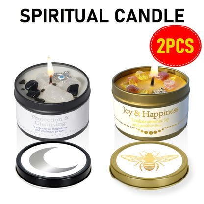 Manifestation Candles Scented Soy Wax with Crystal & Guidance Card for Meditation Yoga Focus | Law of Attraction Abundance Candle | Christmas Birthday Gift for Women