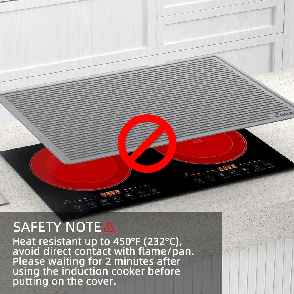 Silicone Stove Top Cover Mat 30x21in – Thick Anti-Slip Glass Cooktop Protector, Heat Resistant Electric Stove Cover, Kitchen Countertop Mat & Dish Drying Pad for Home & Restaurant