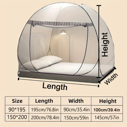 Mosquito Net for Bed Pop Up Bed Canopy 360° Protection Portable Foldable Yurt Mosquito Net with U-Shaped Zipper Ruffled Design Anti-Mosquito Indoor Bedroom Canopy Gray Blue Multiple Sizes