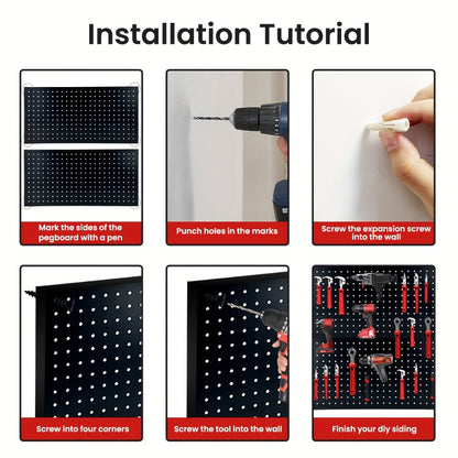 Metal Pegboard Wall Panels Garage Tool Storage Organizer Heavy Duty Steel Peg Board Wall Mounted Workshop Shed Craft Room 2 Pack 4 Pack