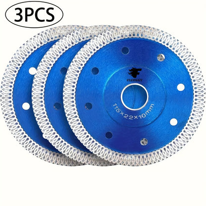 Diamond Saw Blade 4-1/2 Inch 3-Pack X-Teeth Ultra Thin Dry Wet Cut for Porcelain Ceramic Tile Brick Granite Concrete 13000 RPM 7/8 Arbor with 5/8 Adapter DIY Home Use