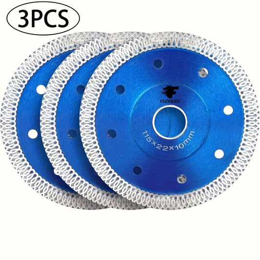 Diamond Saw Blade 4-1/2 Inch 3-Pack X-Teeth Ultra Thin Dry Wet Cut for Porcelain Ceramic Tile Brick Granite Concrete 13000 RPM 7/8 Arbor with 5/8 Adapter DIY Home Use