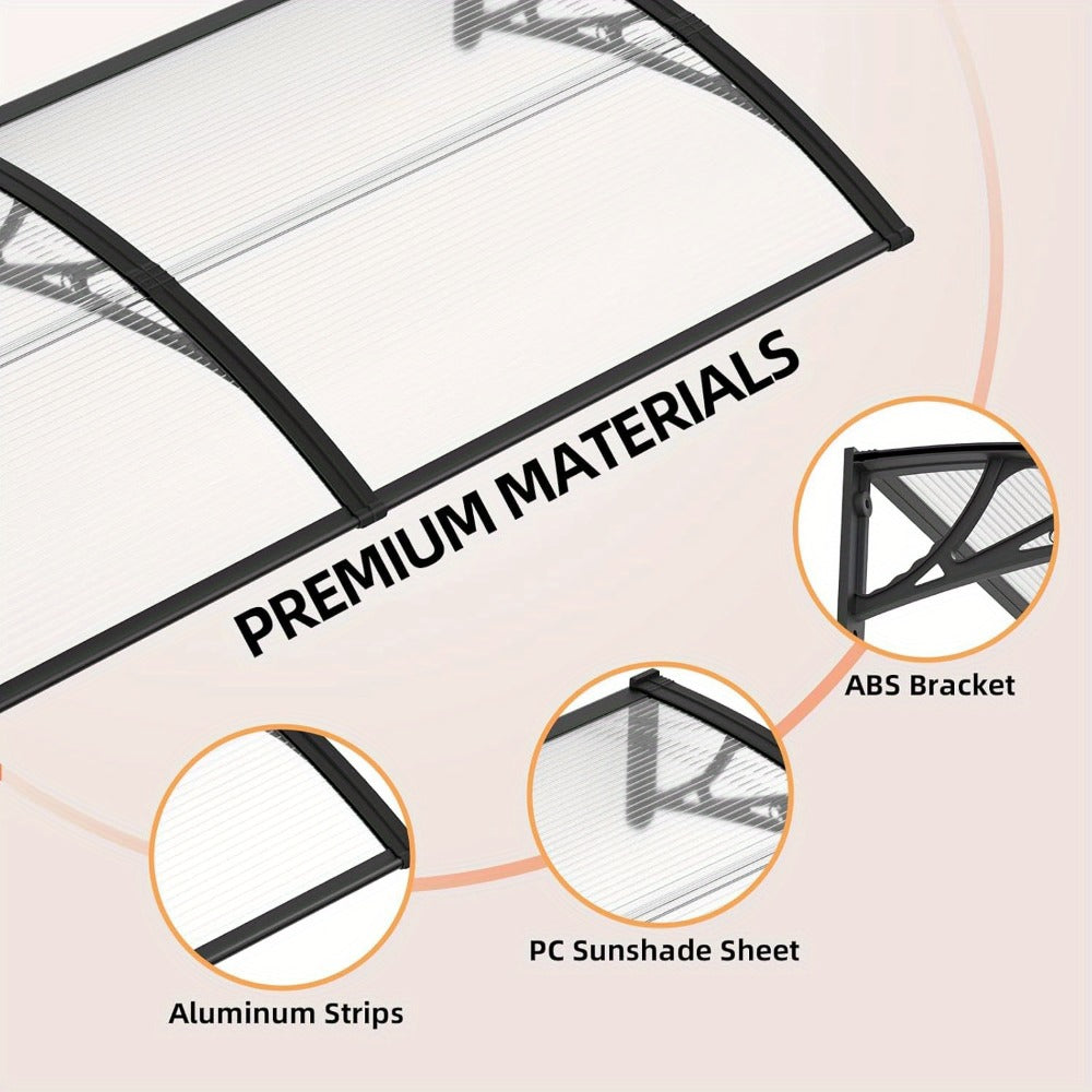 Window Awning Door Canopy Polycarbonate Overhang – UPF 50+ UV & Rain Protection, Leak-Proof Hollow Sheet, Weather-Resistant Outdoor Patio Awning for Doorways, Windows, Storefronts – Multiple Sizes & Colors