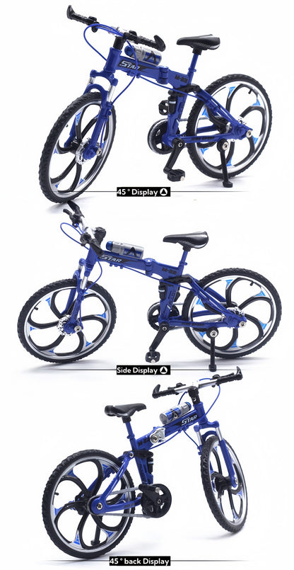 Diecast Mountain Bike Model 1:8 Scale Alloy Foldable Miniature Bicycle Figurine for Home Office Desk Decor, Collector Gift, Christmas Birthday Present, 3 Colors Available