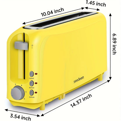 2-Slice Toaster – 6 Shade Settings, Cancel, Reheat & Defrost Functions, Removable Crumb Tray, 750W Compact Design for Bread, Waffles & Bagels, Available in Red, White, Black, Yellow, Pink & Blue