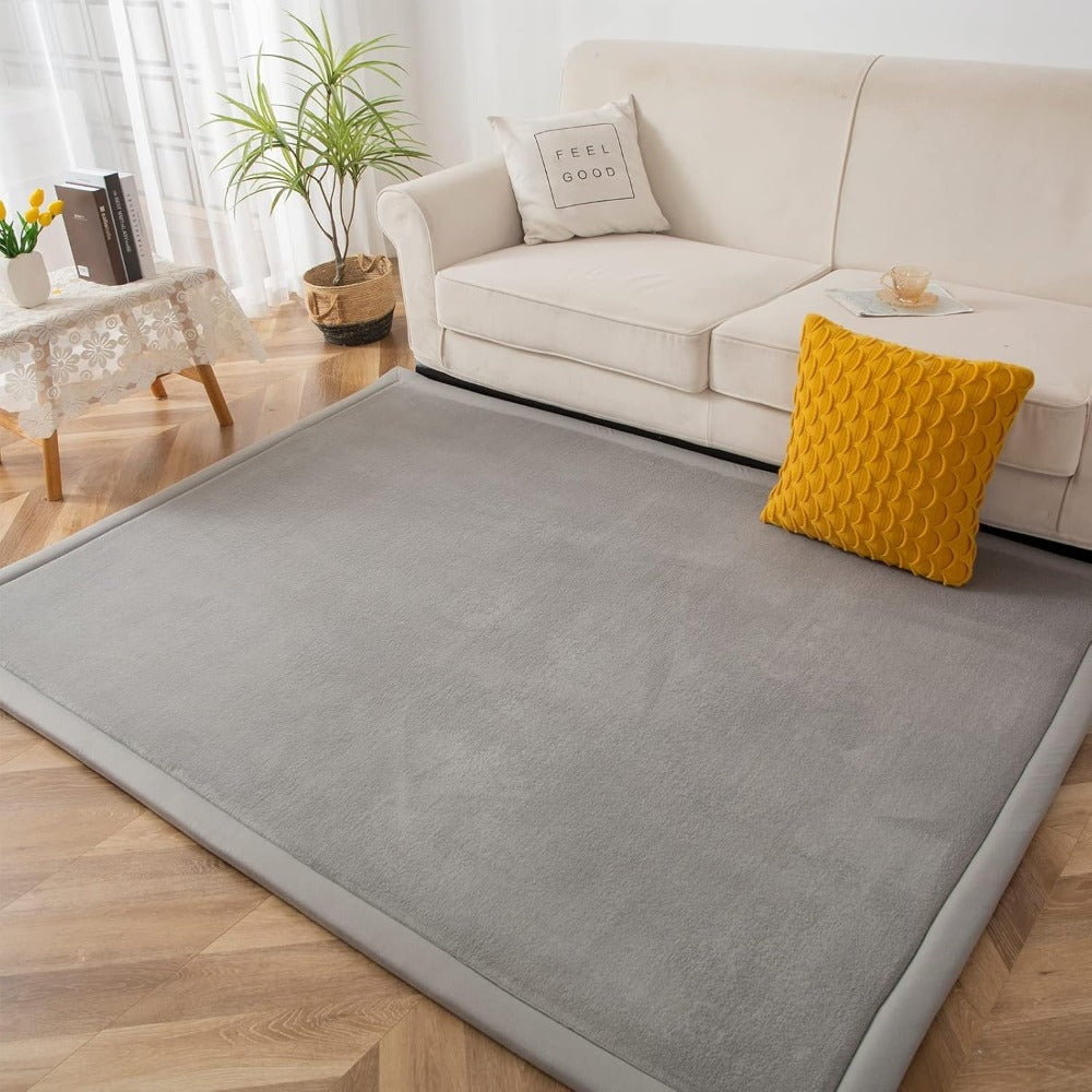 Memory Foam Area Rug Tatami Mat Non-Slip Coral Velvet Floor Mat for Living Room Bedroom Kids Playroom Yoga — Multiple Sizes & Colors