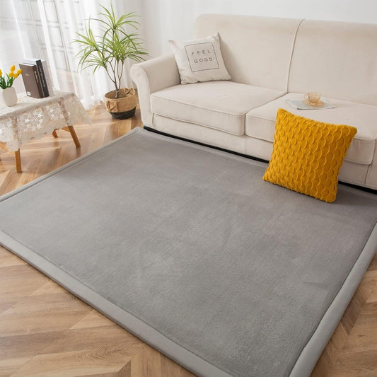 Memory Foam Area Rug Tatami Mat Non-Slip Coral Velvet Floor Mat for Living Room Bedroom Kids Playroom Yoga — Multiple Sizes & Colors