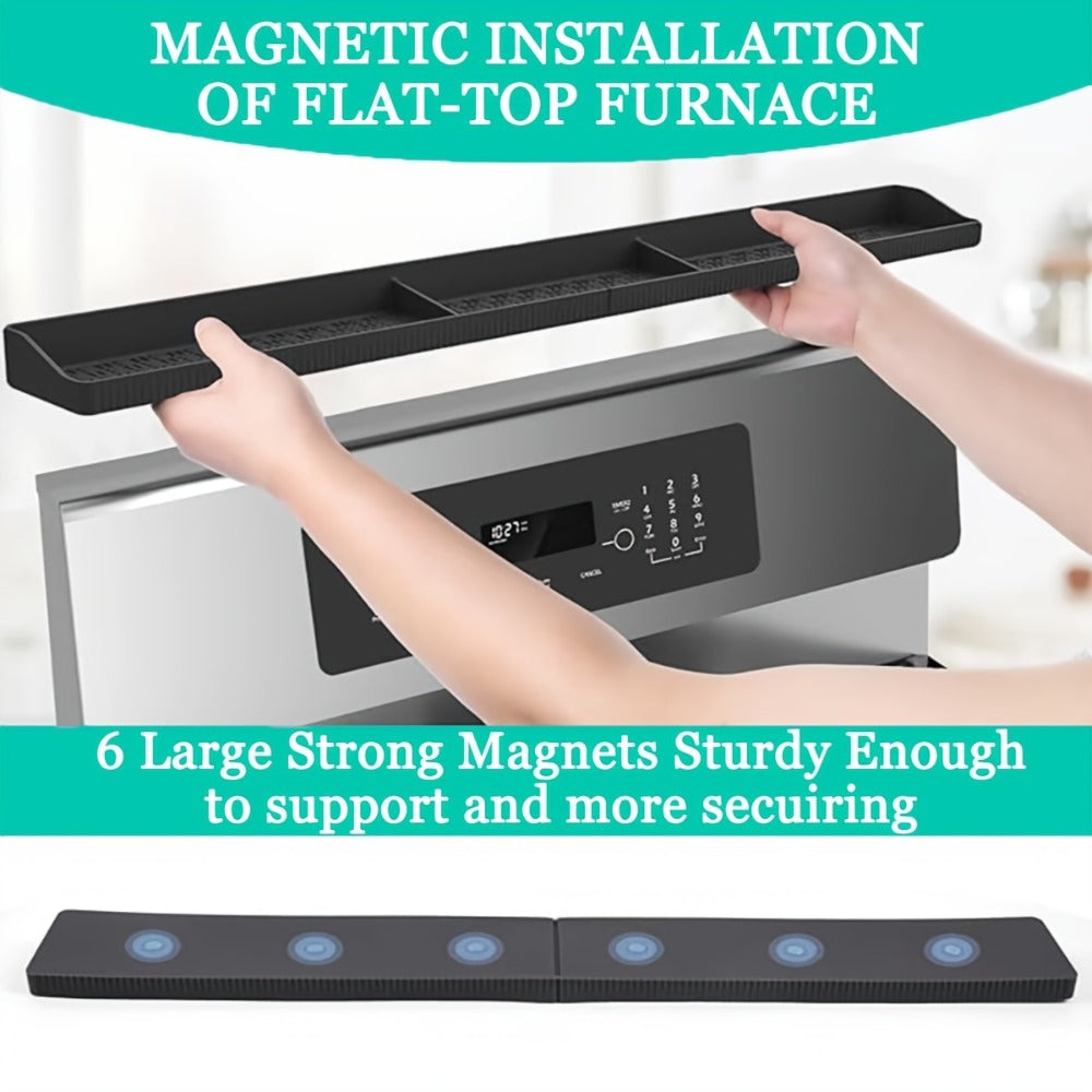 Magnetic Silicone Stove Top Shelf Organizer – 30 Inch Flexible Heat Resistant Spice Rack for Over Oven Kitchen Storage