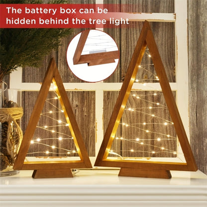 Wooden Light-Up Desktop Christmas Trees USB Powered - Mini Lighted Wood Tree Set for Holiday Decoration, Home & Office Desk, Shelf Display & Room Decor, Reusable Indoor Gift, Set of 2/3/4/5/6