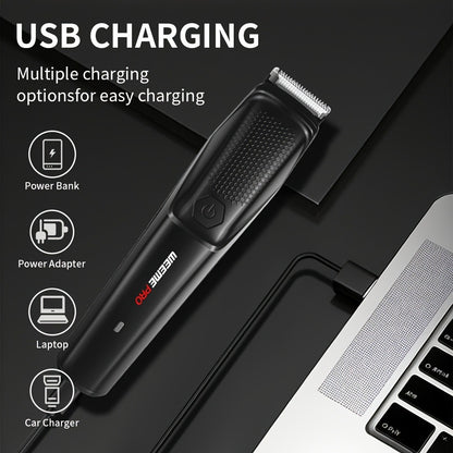 Beard Trimmer for Men - Professional Hair Clipper Electric Razor Zero Gapped T-Blade Edger Liner Cordless Rechargeable Mustache Trimmer Grooming Kit for Body Face Neck Black