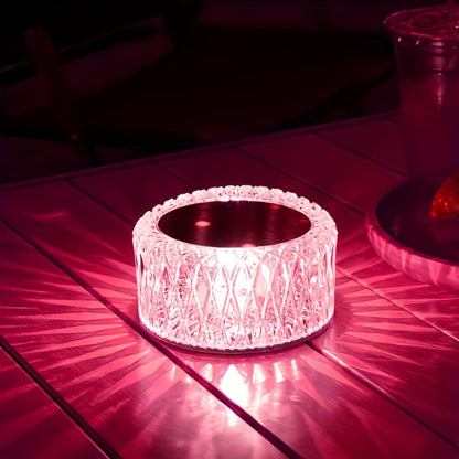 RGB LED Desk Lamp 16 Color Crystal Effect - Portable Battery Powered Night Light with Remote & Touch Control, 3-Level Dimming, Color Changing Mood Light for Bedroom Party Halloween Christmas Holiday Decor