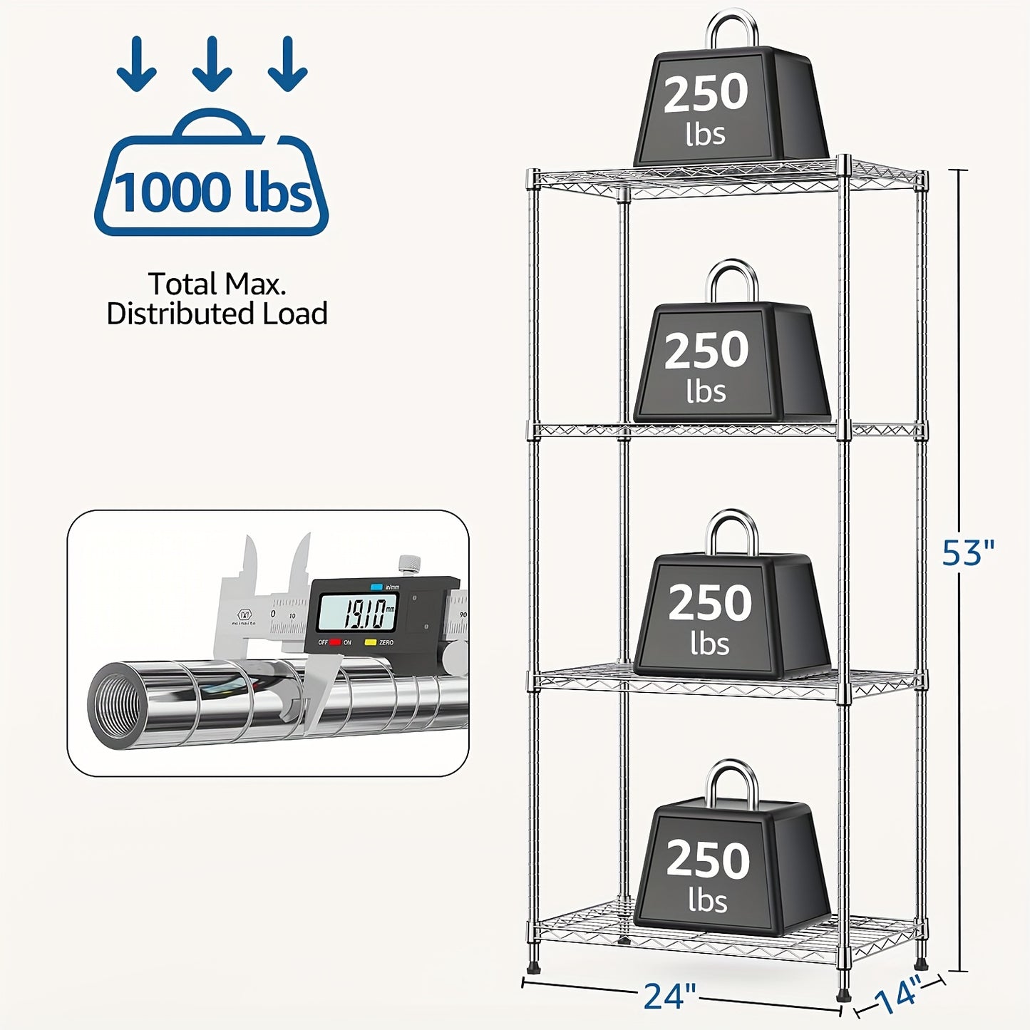 Metal Storage Shelving Unit Heavy Duty Adjustable 4 5 Tier Steel Shelf Rack for Garage Kitchen Pantry Workshop Black Chrome MZG