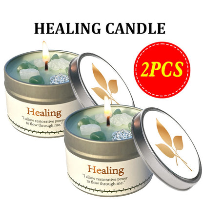 Manifestation Candles Scented Soy Wax with Golden Crystal – Law of Attraction Abundance Candle for Meditation, Yoga & Focus | Spiritual Gift for Women with Guidance Card | Christmas, Birthday, New Year