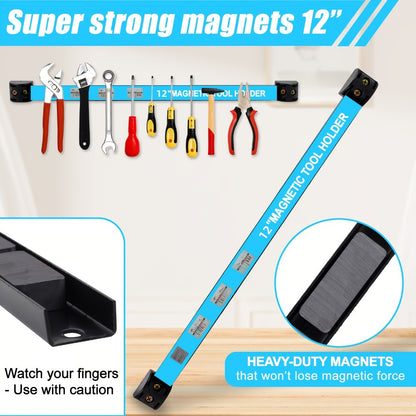 Magnetic Tool Bar Wall Mount Tool Holder 12/18 Inch – Heavy Duty Iron Magnetic Knife Strip & Tool Rack for Kitchen, Workshop & Garage | Wall Mounted Tool Organizer for Knives, Chisels & Hardware Tools