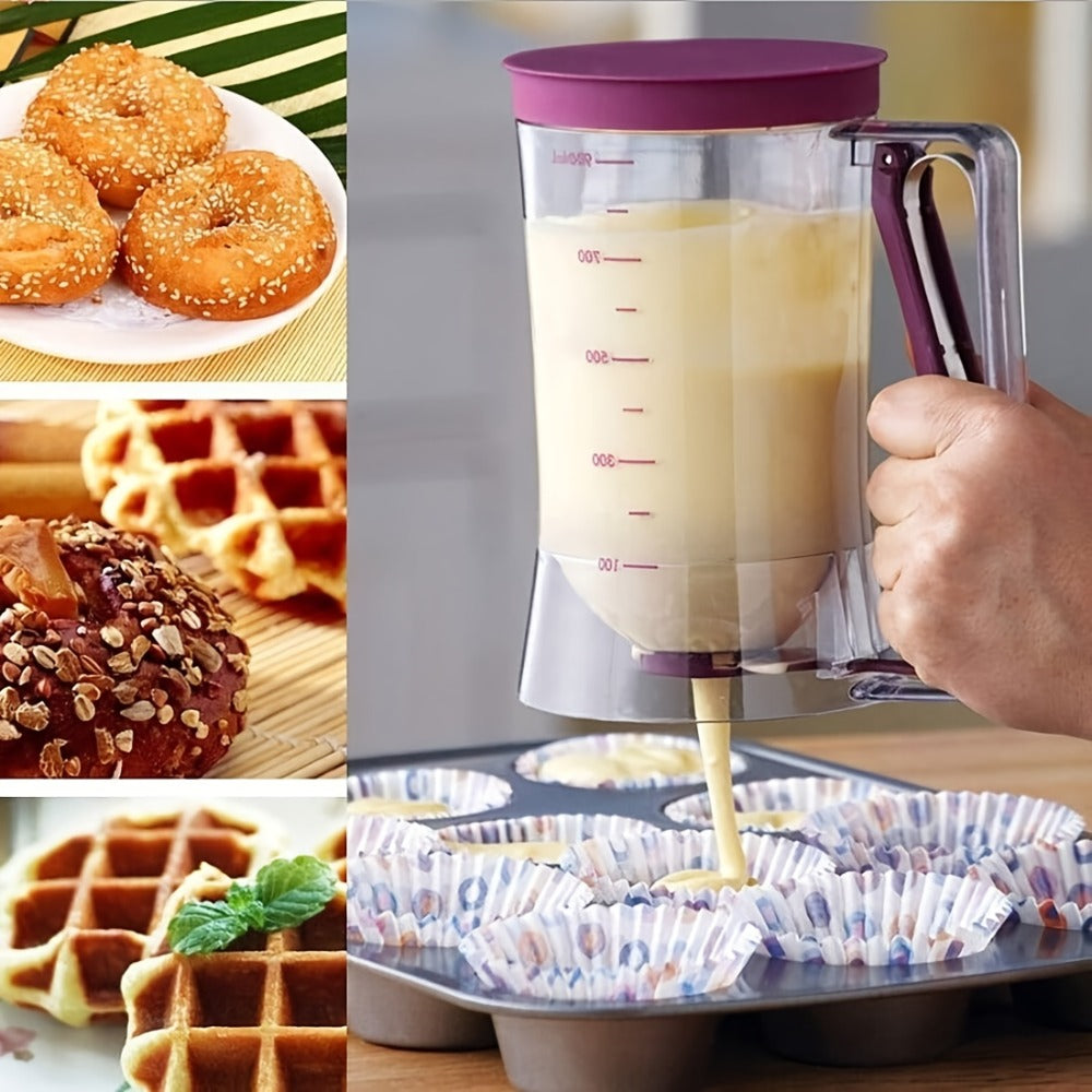 Pancake Batter Dispenser with Cleaning Brush – 2pcs Handheld Batter Separator & Squeeze Dispenser Set, Cupcake Batter Tool, Durable Kitchen Baking Gadget for Pancakes, Waffles & Cupcakes