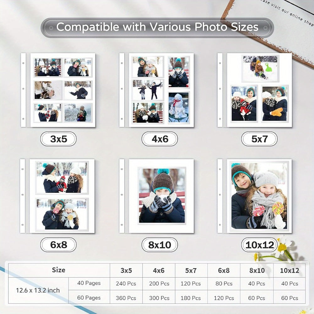 Self Adhesive Photo Album Scrapbook – Large Linen Cover Memory Book for 4x6 5x7 8x10 Photos, DIY Picture Book with Metal Pen, Gift for Mom, Baby, Wedding, Valentine's Day & Mother's Day, 40 & 60 Pages