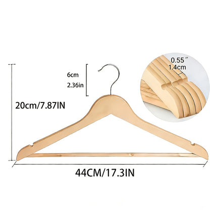 Premium Wooden Hangers with 360° Rotatable Hook & Shoulder Grooves | Slim Durable Wood Coat Suit Hangers | 10 20 30 Pack Closet Organizer in Natural & Champagne