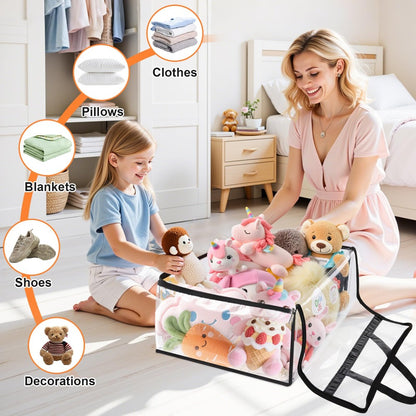 Clear Storage Bags with Zipper 8 Pack 15.85 Gallon PVC Clothes Storage Bags for Comforter, Blanket, Bedding & Duvet – Foldable Under Bed & Closet Organizer Bags