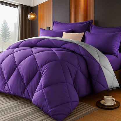 Comforter Set 2/3 Piece - Diamond Grid Quilted Down Alternative Comforter with Pillowcases, Soft Microfiber Breathable All Season Bedding Set, Twin Queen King, Multiple Colors