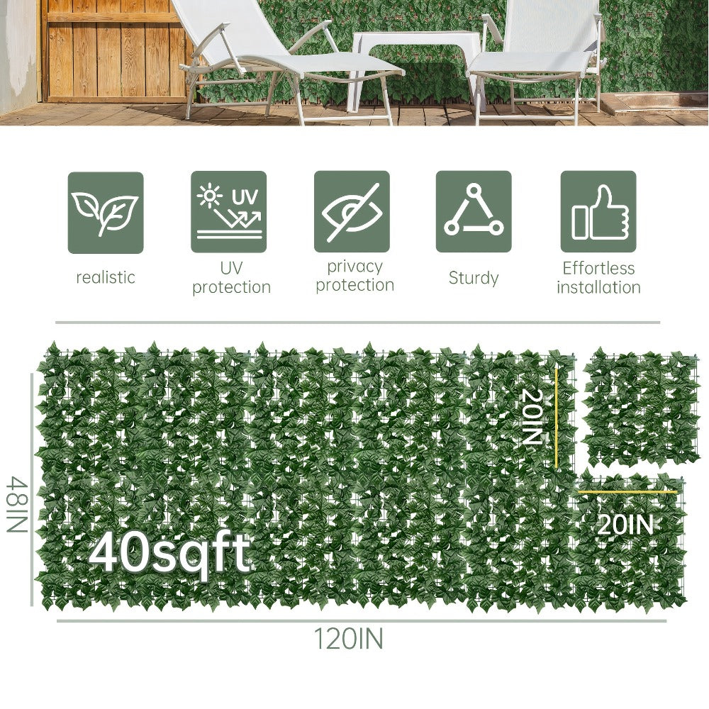 Artificial Ivy Privacy Fence Screen – UV-Resistant Faux Ivy Hedge Panel for Outdoor Patio, Garden, Balcony & Fence Cover | Realistic Greenery Wall Decor | Multiple Sizes Available