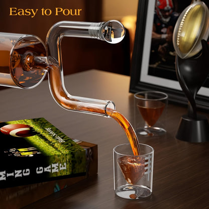 Kollea Football Whiskey Decanter Set 28oz + Two 3.8oz Wine Glasses – Bar Gift Set for Men Dad Husband, Father's Day Anniversary Birthday Kitchen Bar Accessories