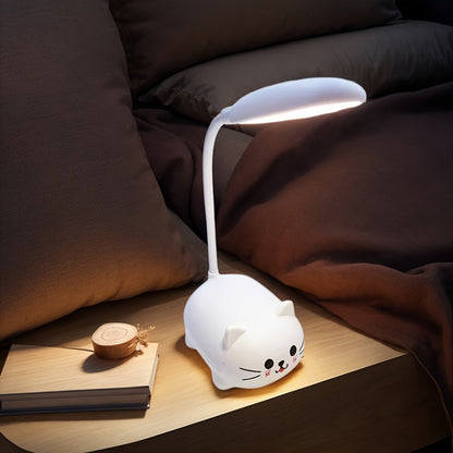 Cute Animal LED Night Light – Mini Cartoon Table Lamp, Foldable USB Rechargeable, Portable Desk Reading Light for Bedroom Kids Room, Blue Bunny Cat Styles, Kawaii Room Decor Lamp