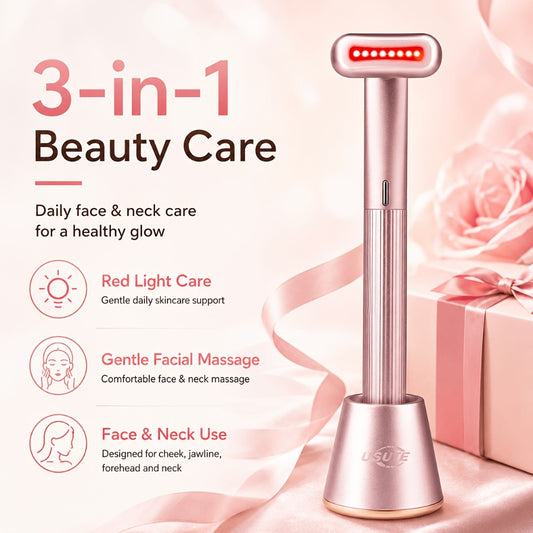 Red Light Therapy Facial Massager - Vibration & Negative Ion Skin Tightening Device for Acne Reduction, Wrinkle Removal & Eye Bag Treatment, Anti-Aging Face Care Beauty Tool for Women & Men