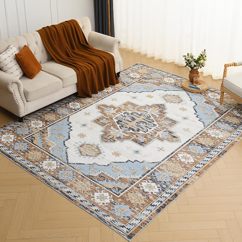 Area Rug Boho Vintage Washable Non-Slip Rug for Living Room Bedroom Traditional Woven Carpet Home Decor