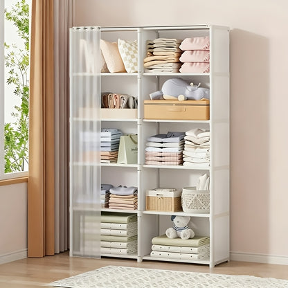 6-Tier Storage Rack Shelving Unit 15.75 Inch | Multi-Purpose Dust-Proof Organizer for Closet, Bedroom, Office & Dorm - Easy Assembly Clothing Bookshelf Utility Rack, Single & Double Row, Black & White