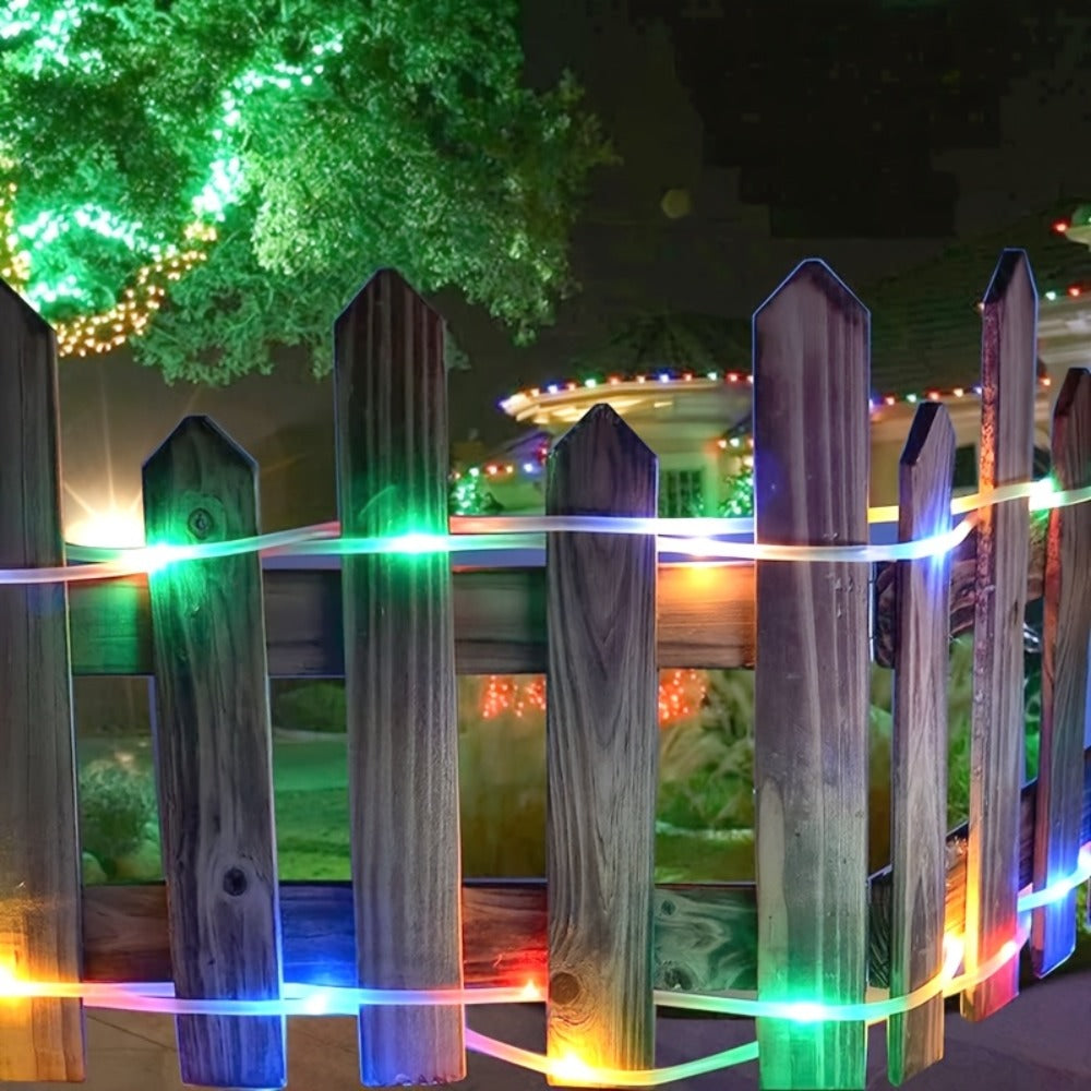 Solar Rope Lights Outdoor 33FT 100LED RGB – 8 Modes IP65 Waterproof String Lights for Garden, Patio, Party & Holiday Decor