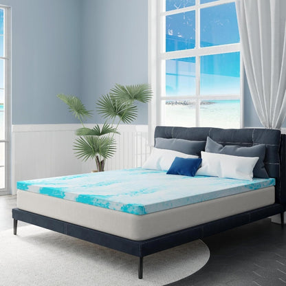 Cooling Gel Swirl Mattress Breathable Lightweight Comfort Foam Bed - Twin Full Queen King + Ergonomic Foam Neck Support Pillow - Choose Mattress Thickness 2in 3in or Gray Pillow Separately or Combined
