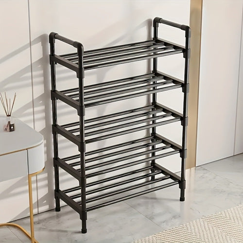 Shoe Rack Multi-Layer Space Saving - 3 to 8 Tier Shoe Storage Stand Organizer for Entryway Bedroom Closet Corridor, Stackable Shoe Shelf for Doorway, Black 23.62 Inch Wide
