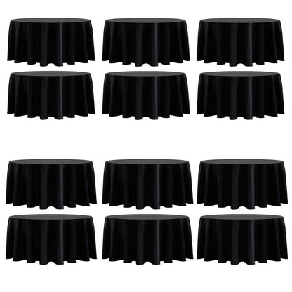 120 Inch Round Tablecloth Bulk Pack – Wrinkle-Free Table Cover for Wedding, Party, Christmas & Halloween, Black or White (6/12/18 Pack)