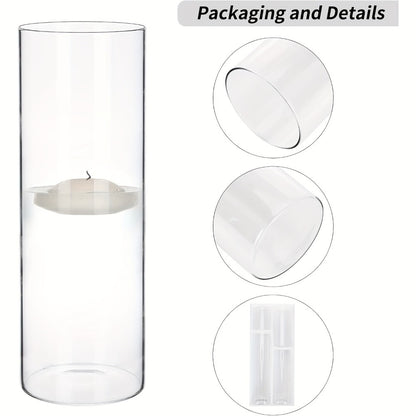 Glass Cylinder Vases Set 12 or 24pcs Clear Tall Flower Vase Candle Holder 4 Sizes for Wedding Centerpieces Home Decor Party Table Decoration DIY Candle Making