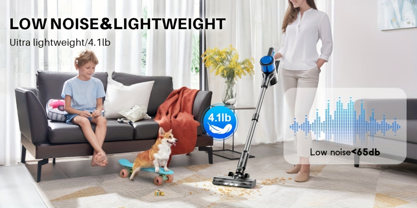 Cordless Stick Vacuum Cleaner 56-68Kpa – Lightweight 8-in-1 Handheld Vacuum with Rechargeable Battery, 45 Min Runtime for Hard Floors, Carpets & Pet Hair